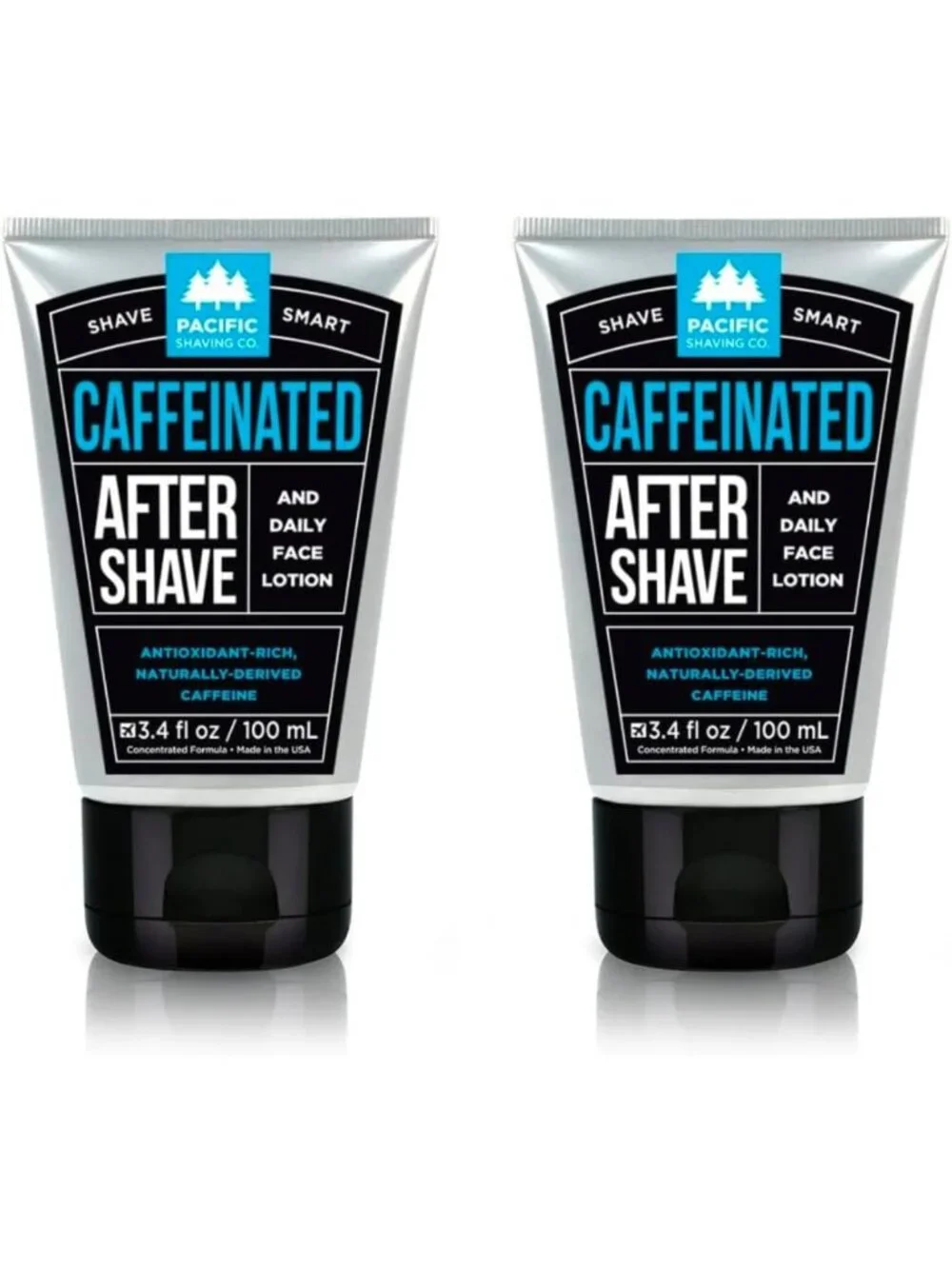 Caffeinated Aftershave Balm for Men, 2 Pack - Soothing Post-Shave Lotion for